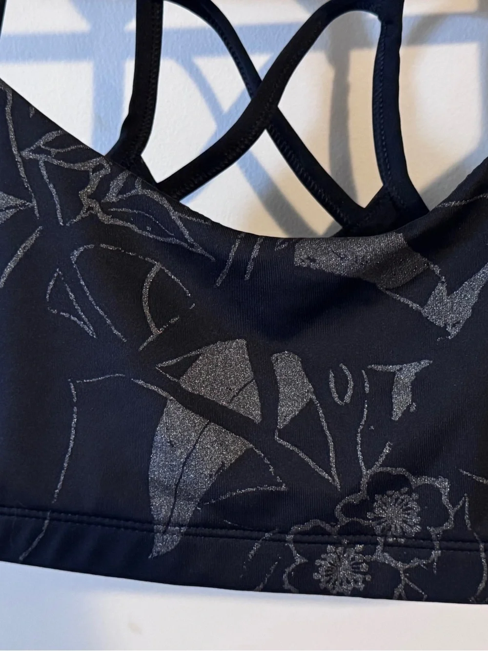 Nike Black Floral Strappy Double-Back Sports Bra